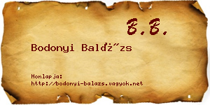 Bodonyi Balázs névjegykártya